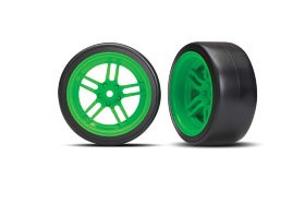 Tires and wheels, assembled, glued (split-spoke green wheels, 1.9&quot; Drift tires) (rear)