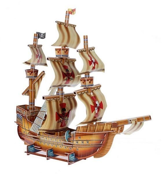 3D пазлы из пенокартона ПИРАТСКИЙ КОРАБЛЬ (79 деталей)