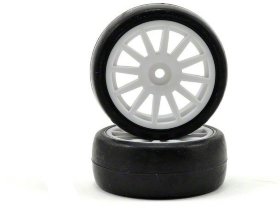 Диски с шинами в сборе Tires &amp;amp; wheels, assembled, glued (12-spoke white wheels, slick tires) (2) - TRA7572