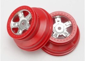 Диск колеса Wheels, SCT satin chrome, red beadlock style, dual profile (1.8&amp;#039;&amp;#039; inner, 1.4&amp;#039;&amp;#039; o - TRA7072A